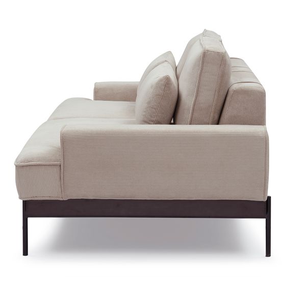 Canapé 3 places velours cotelé beige Yoko
