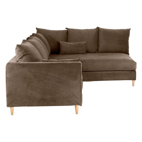 Canapé d'angle velours taupe - Angle droit Figari