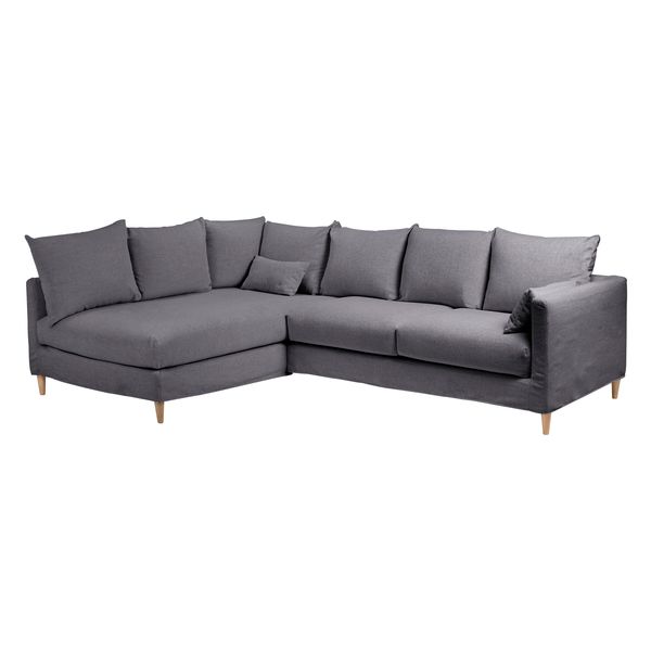 Canapé d'angle tissu recyclé anthracite - Angle gauche Figari