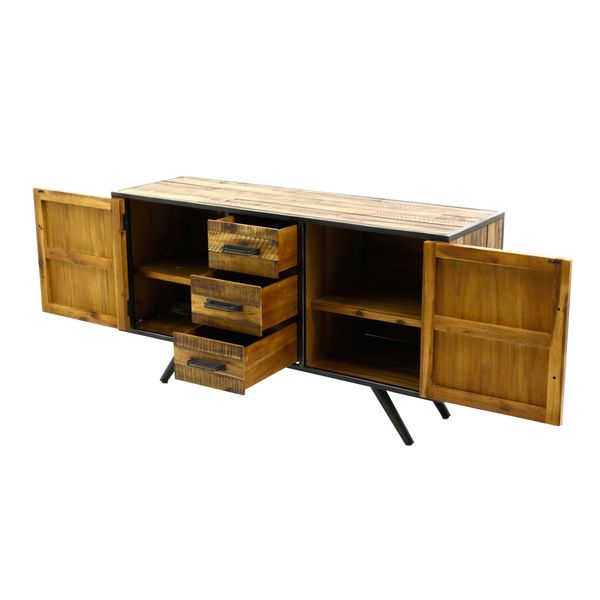Buffet enfilade bois et métal 2 portes 3 tiroirs Cusco