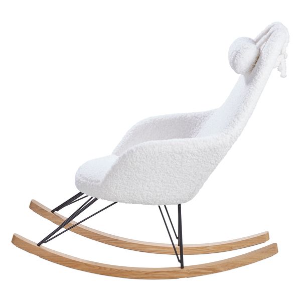 Rocking-chair scandinave effet laine mohair blanc Evy
