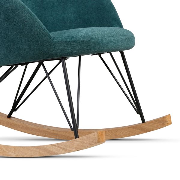 Rocking-chair scandinave tissu vert canard Evy