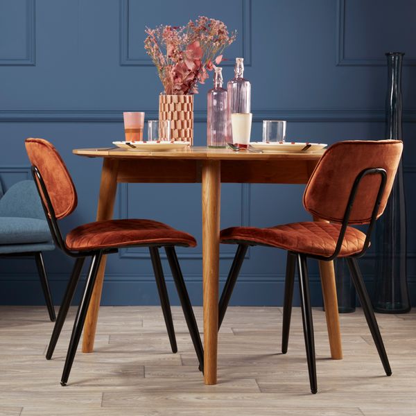 Chaise repas velours cognac LIZZY