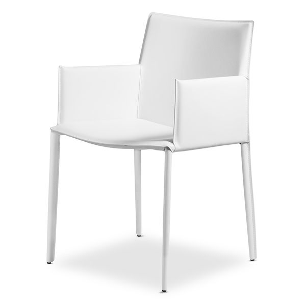 Chaise accoudoirs cuir blanc Solène