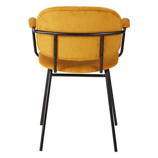 Chaise accoudoirs velours côtelé jaune curry Aston
