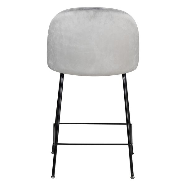Chaise snack velours gris clair pieds métal noir YATA