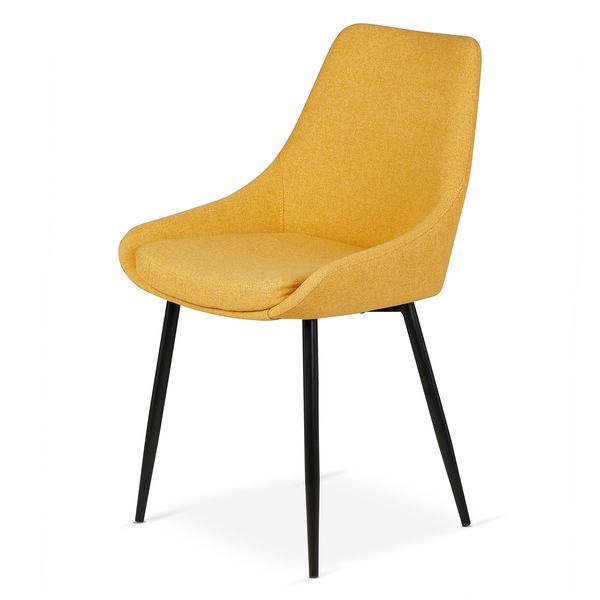 Chaise tissu jaune moutarde piètement métal noir BARI