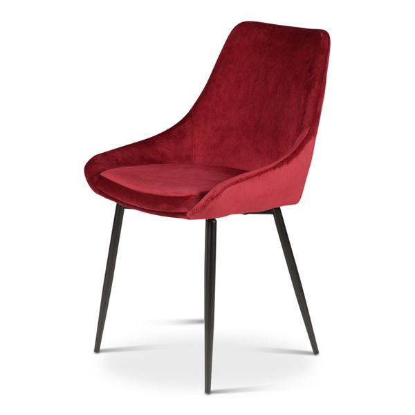 Chaise en velours rouge pieds métal BARI