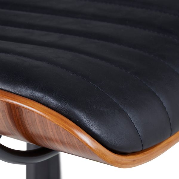 Chaise de bureau imitiation cuir noir et noyer Roll