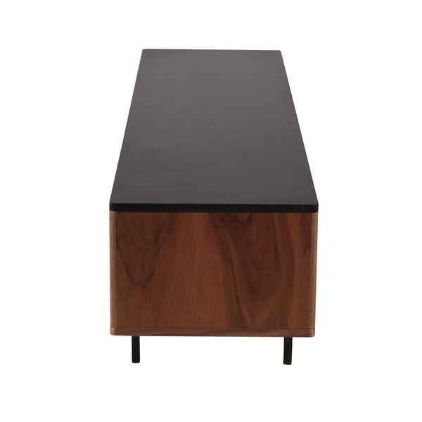 Meuble tv moderne placage noyer 180 cm piètement métal noir Nuance