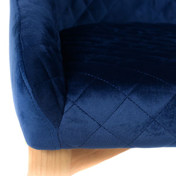 Chaise velours bleu foncé piétement frêne Paris