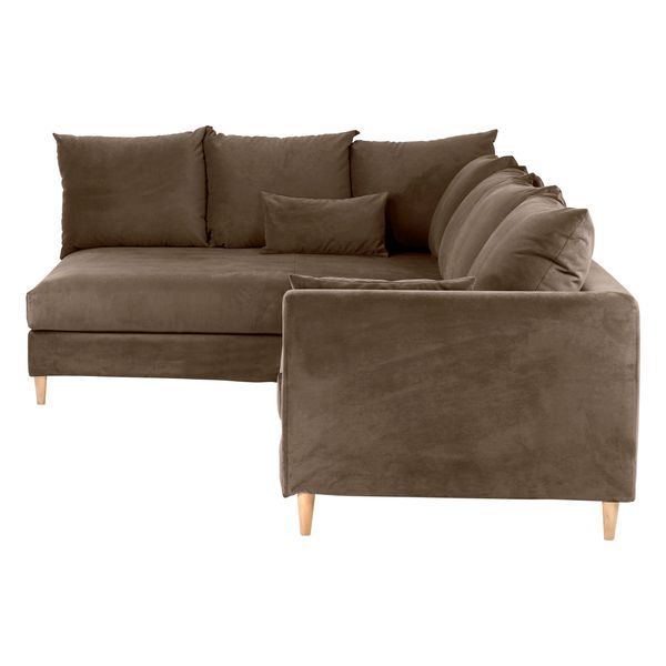 Canapé d'angle velours taupe - Angle gauche Figari