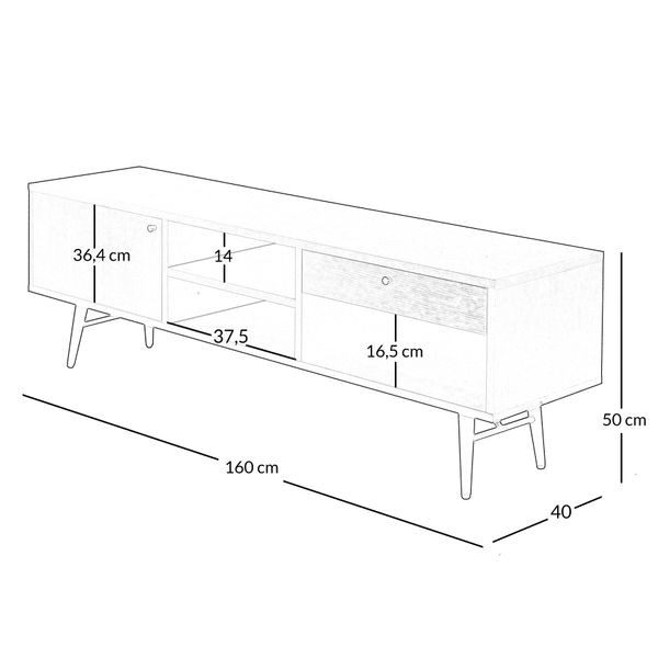 Meuble TV 160 cm plaqué chêne noir Verona