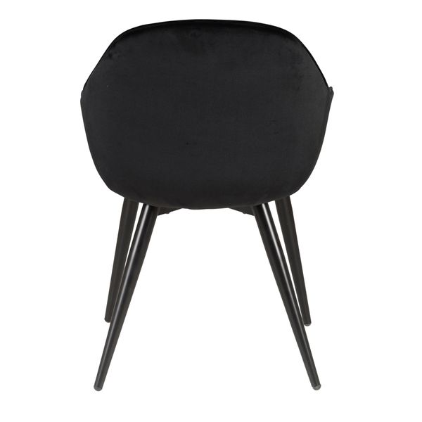 Chaise accoudoirs velours noir et pieds métal BARI