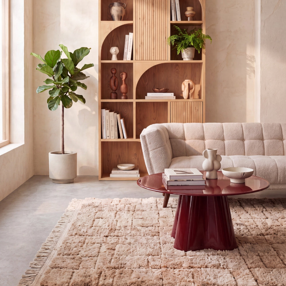 Table basse D80 en verre rouge brillant