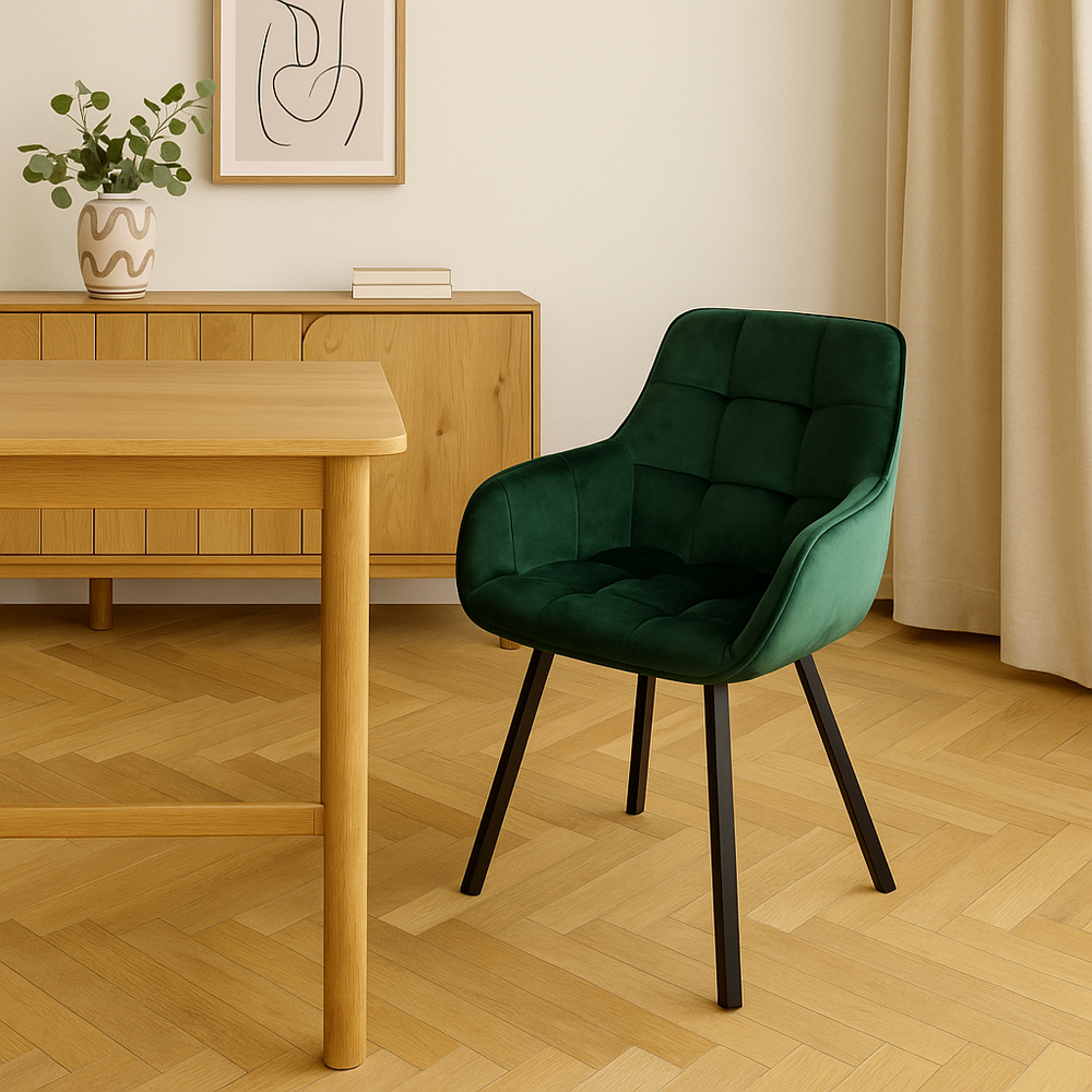 Chaise repas pivotante velours vert foncé