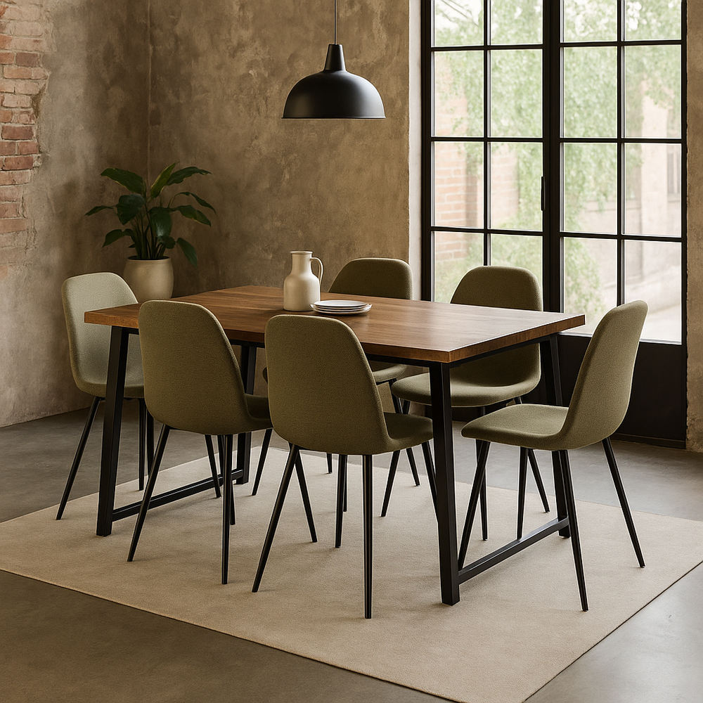 Chaise repas tissu vert foncé