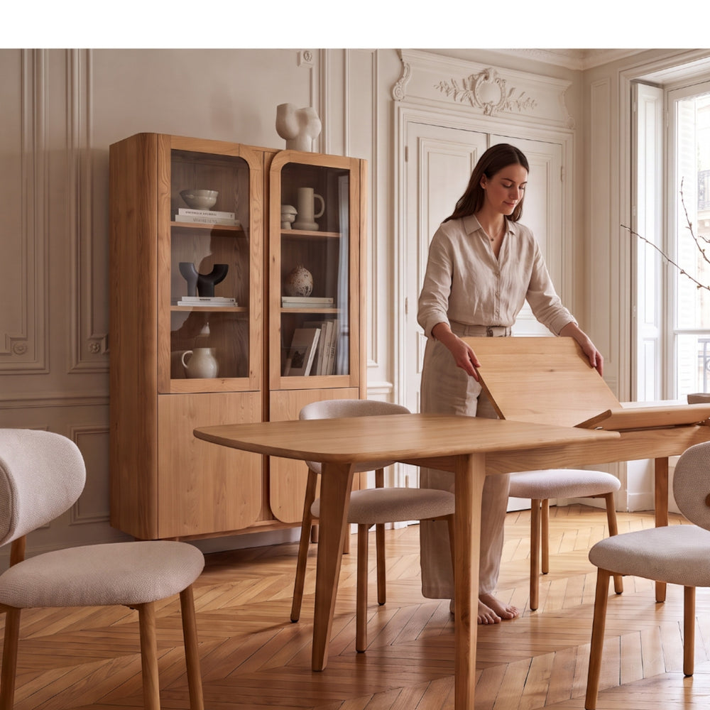 Chaise repas tissu gris clair