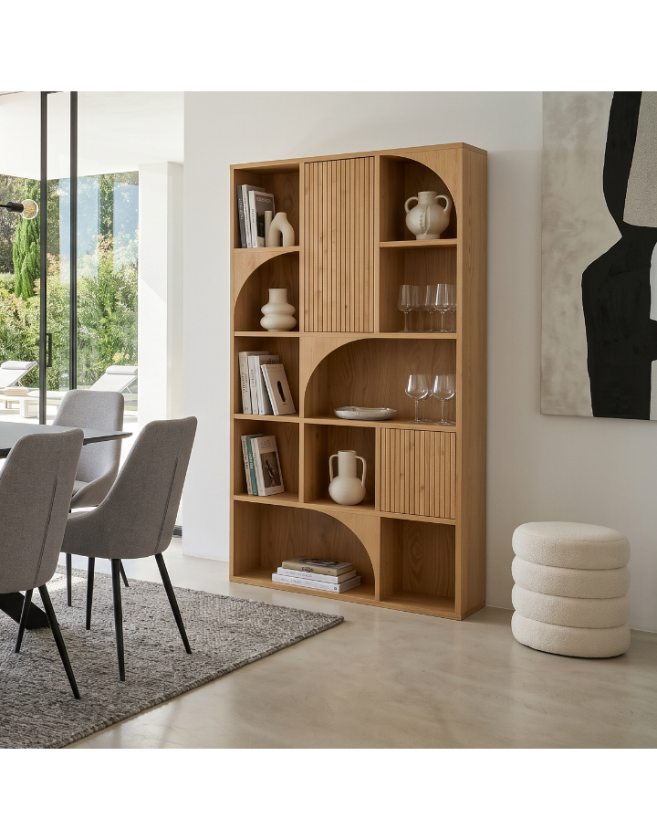 Pouf tissu effet laine bouclette beige