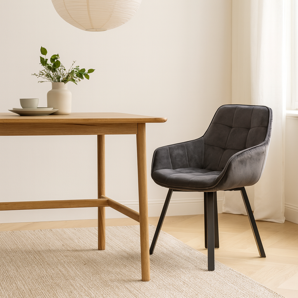 Chaise repas pivotante velours gris