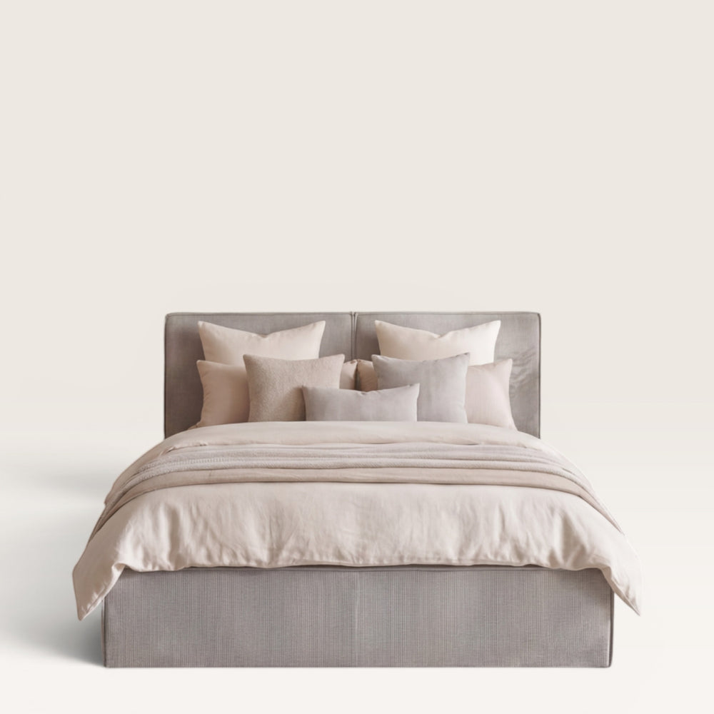Lit coffre 160 x 200 cm gris