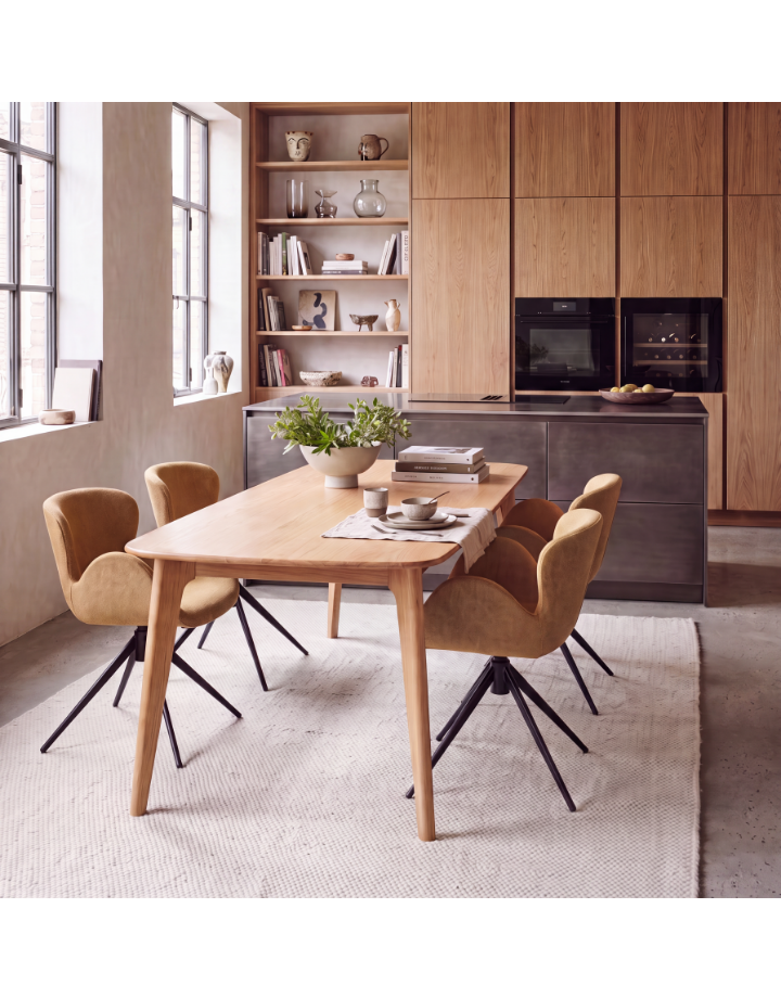 Chaise repas accoudoir tissu miel
