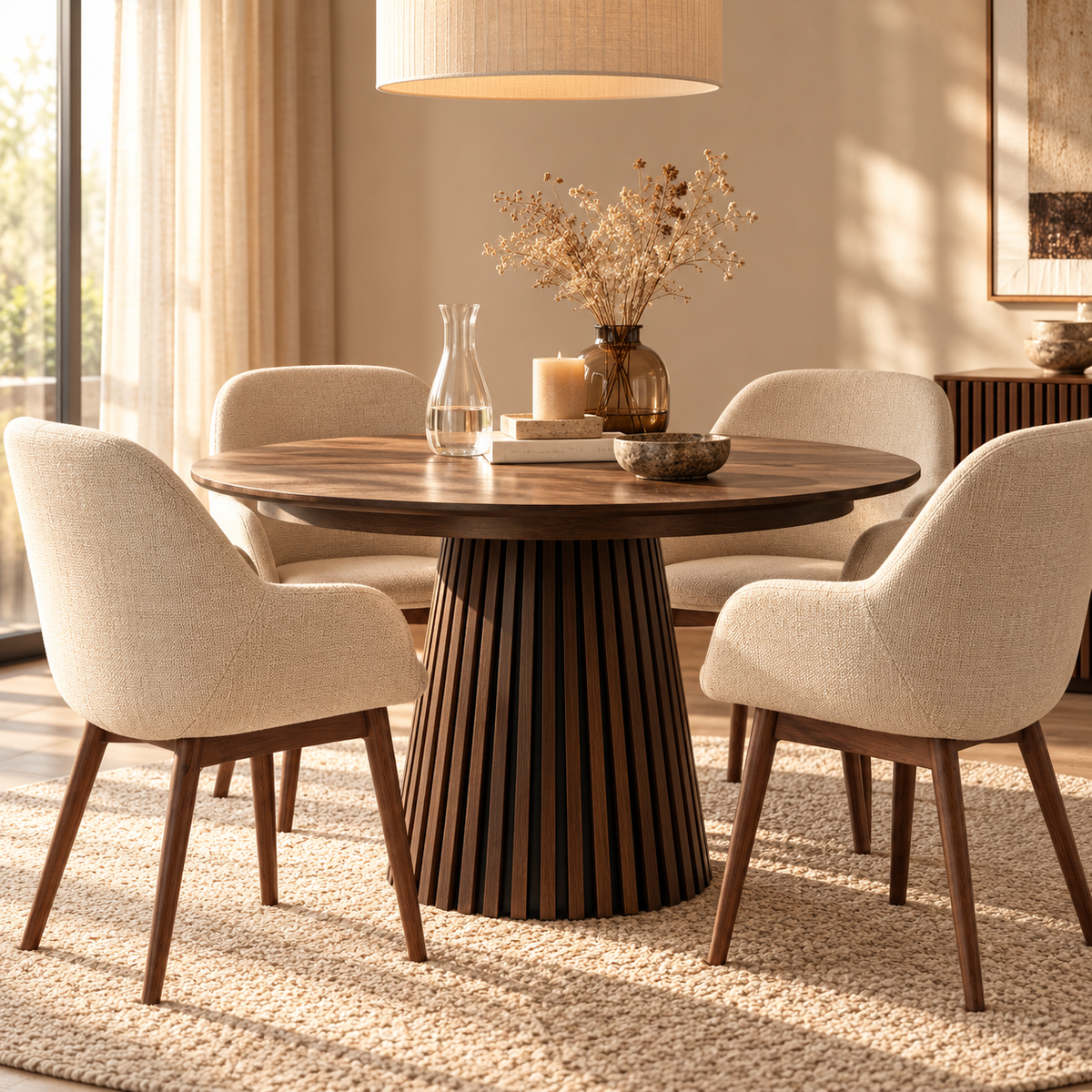 Table repas D120 avec 2 allonges placage Chêne foncé
