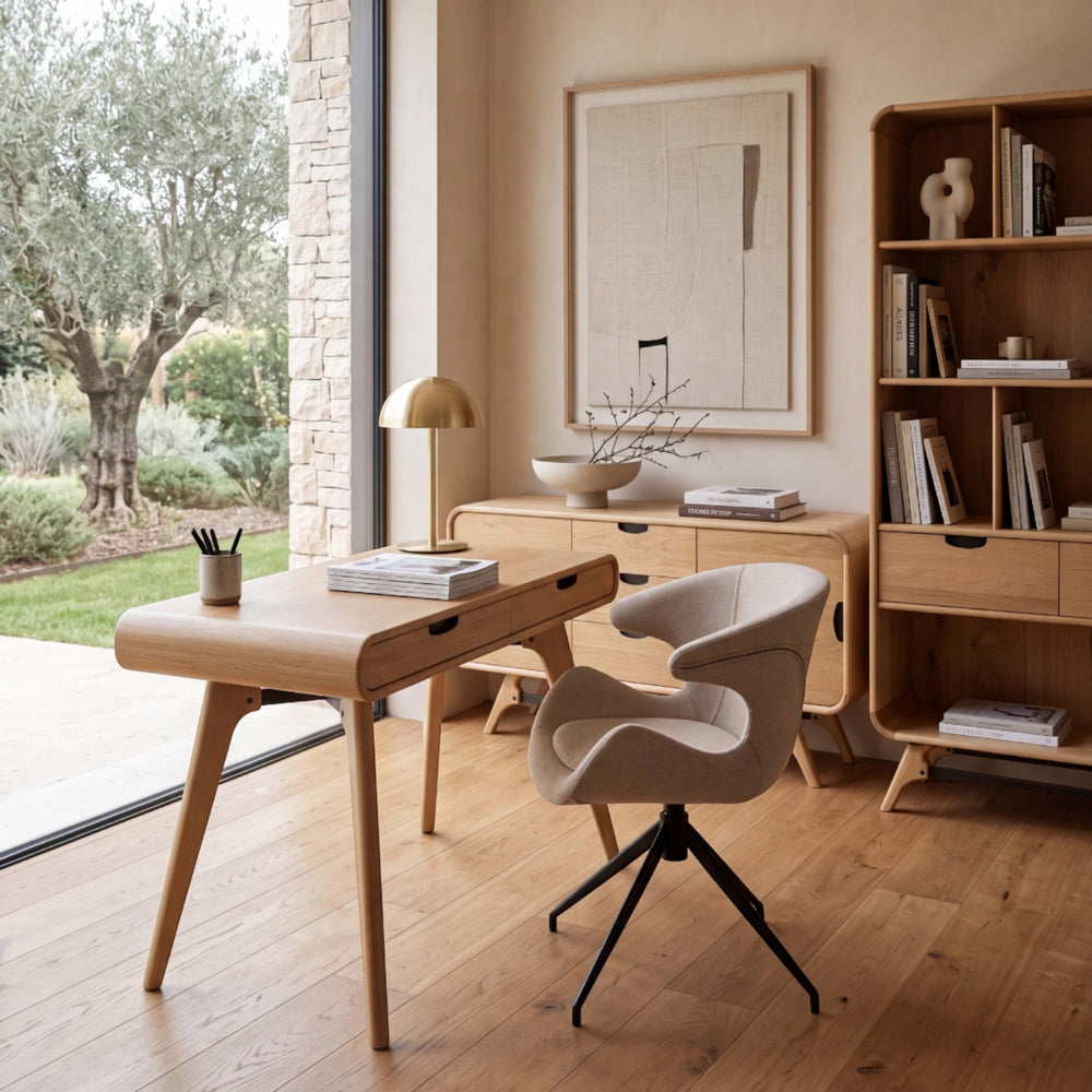 Chaise repas accoudoir tissu gris clair