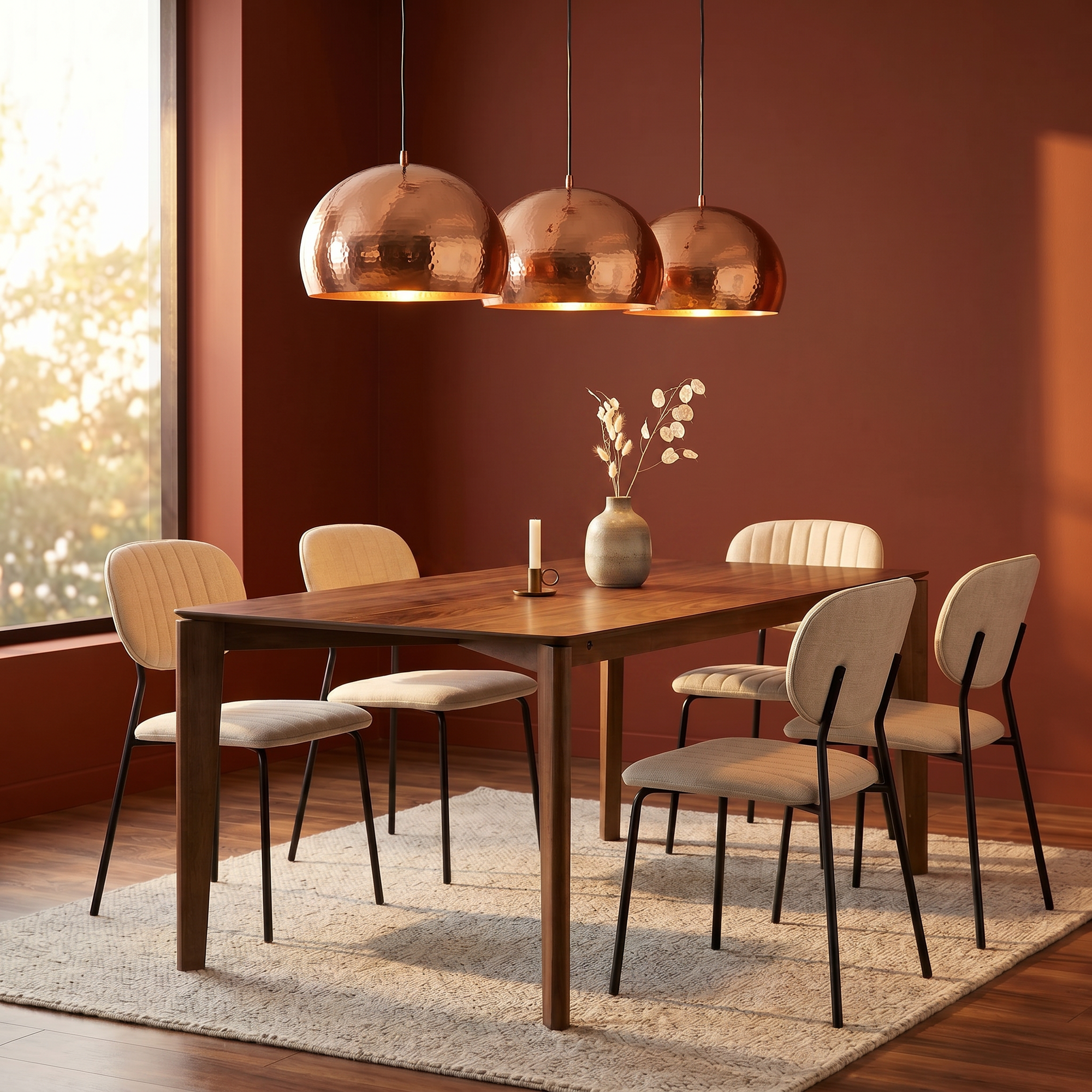 Table repas 150 cm placage noyer
