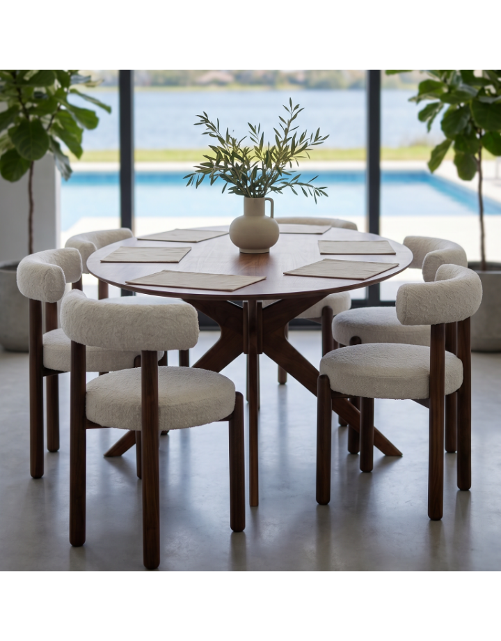 Table repas ovale 180 cm placage noyer