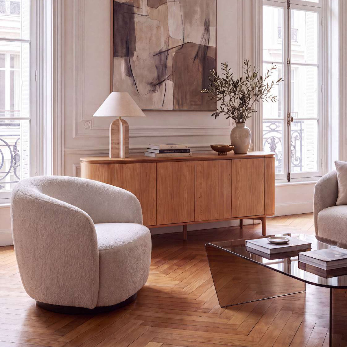 Table basse 120 cm en verre trempé marron