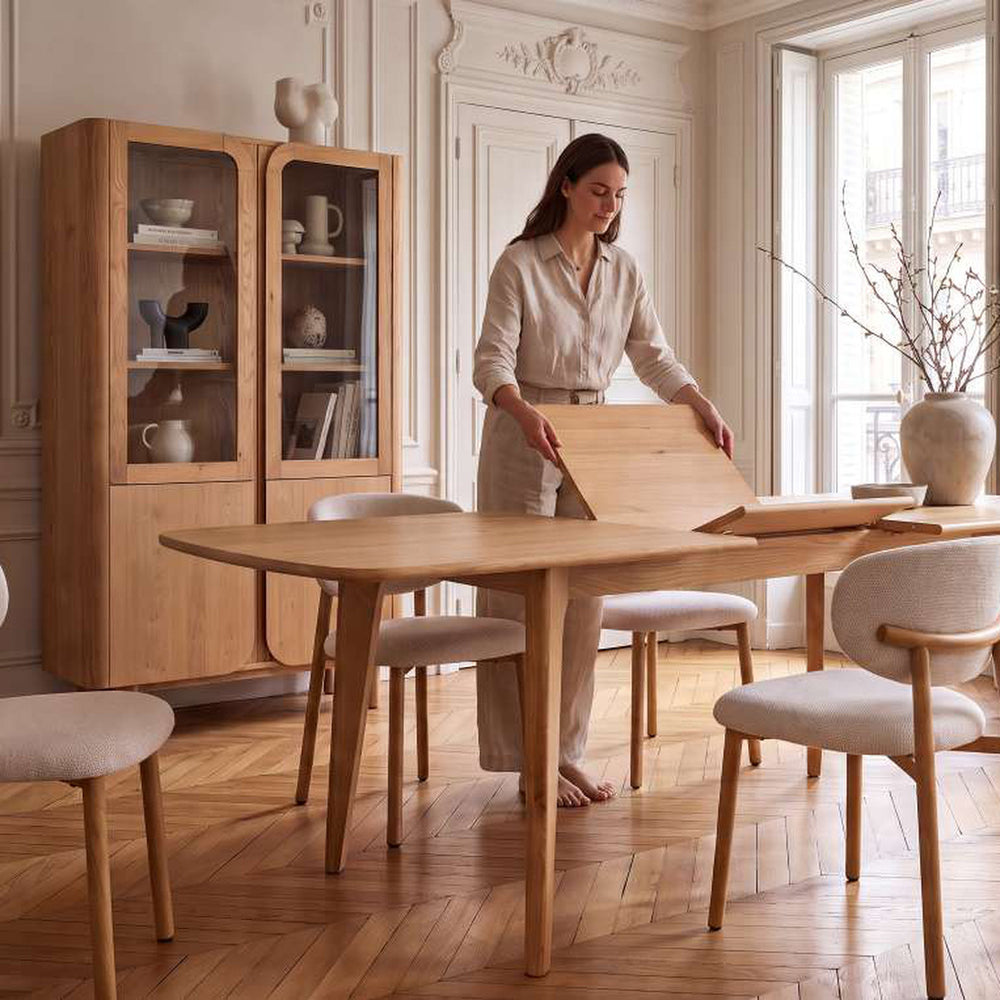 Table repas 160 cm avec allonge chêne naturel