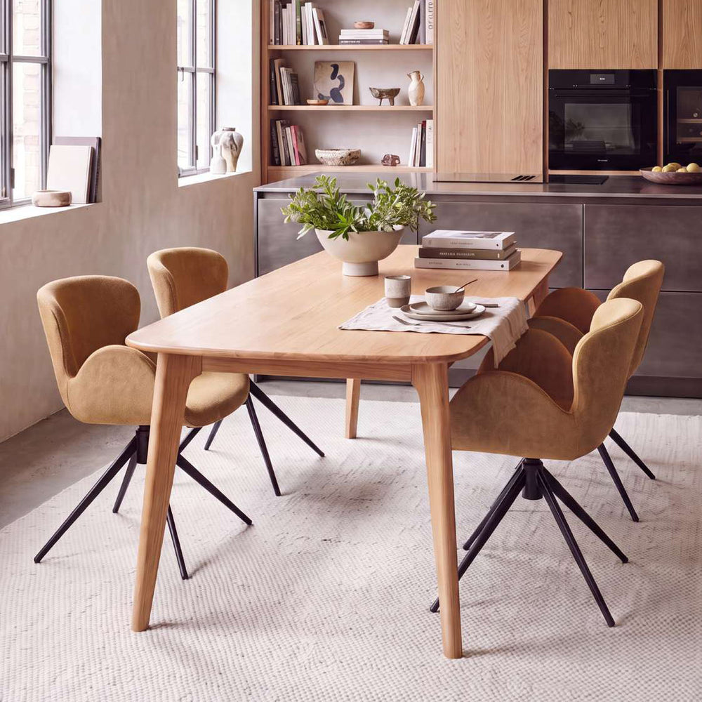 Chaise repas accoudoir tissu miel