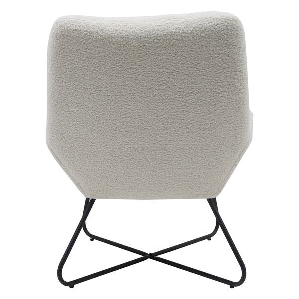 Fauteuil tissu effet laine bouclée blanc Kami