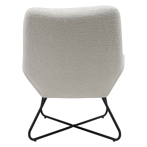 Fauteuil tissu effet laine bouclée blanc Kami