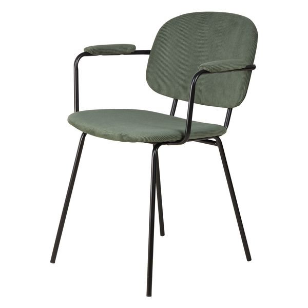 Chaise accoudoirs velours côtelé vert sapin Aston