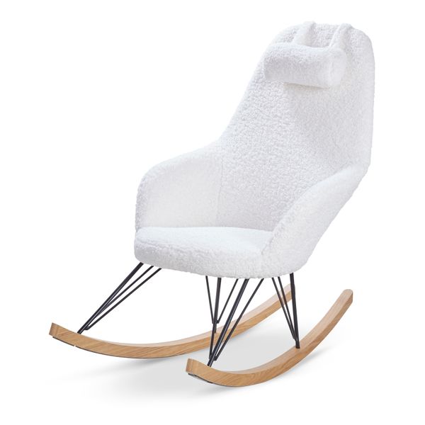 Rocking-chair scandinave effet laine mohair blanc Evy