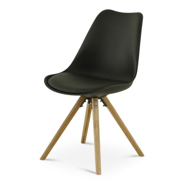Chaise scandinave à coque noire pieds chêne Cross