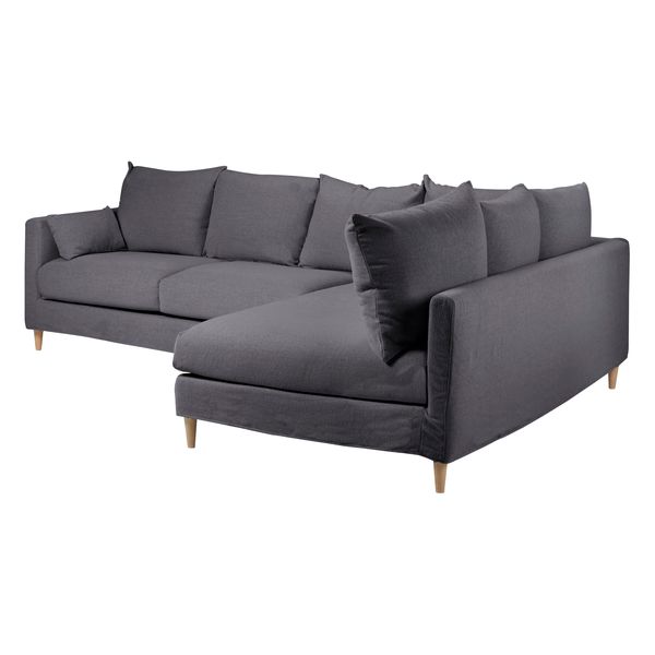 Canapé d'angle tissu recyclé anthracite - Angle droit Figari