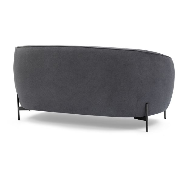 Canapé 2 places tissu anthracite pieds noirs Moon