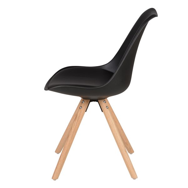 Chaise scandinave à coque noire pieds chêne Cross