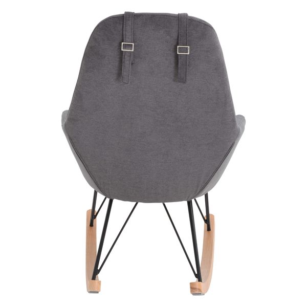 Rocking-chair scandinave en tissu gris clair et bois Evy