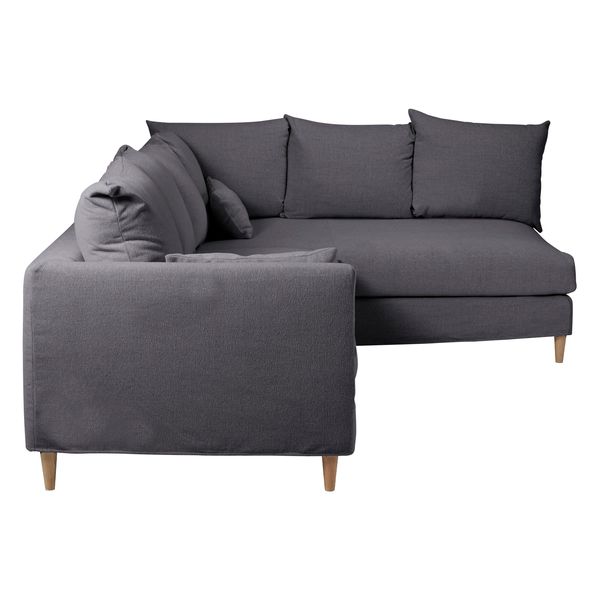 Canapé d'angle tissu recyclé anthracite - Angle droit Figari