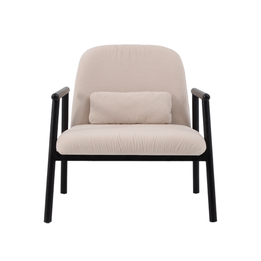 Fauteuil avec accoudoir en tissu beige