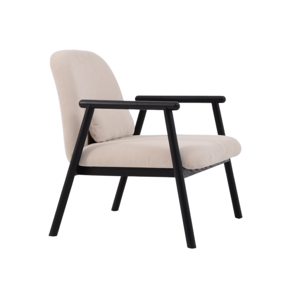 Fauteuil avec accoudoir en tissu beige