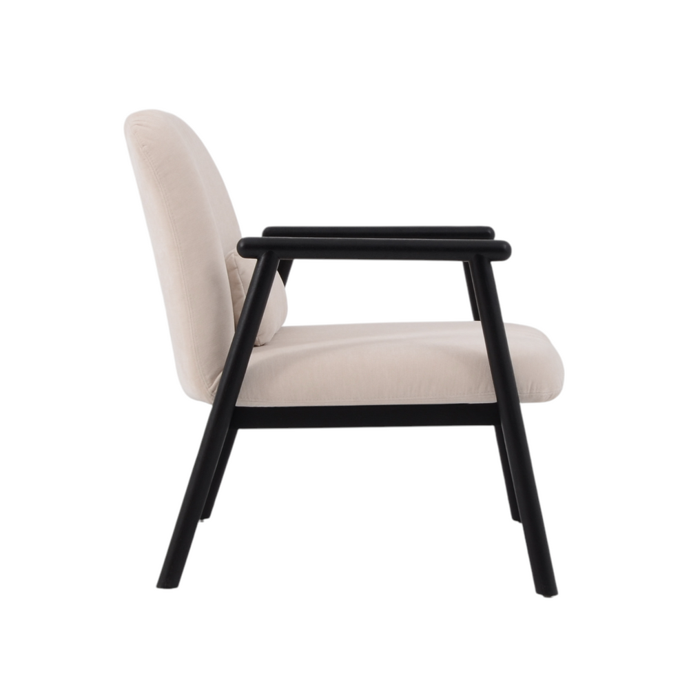 Fauteuil avec accoudoir en tissu beige