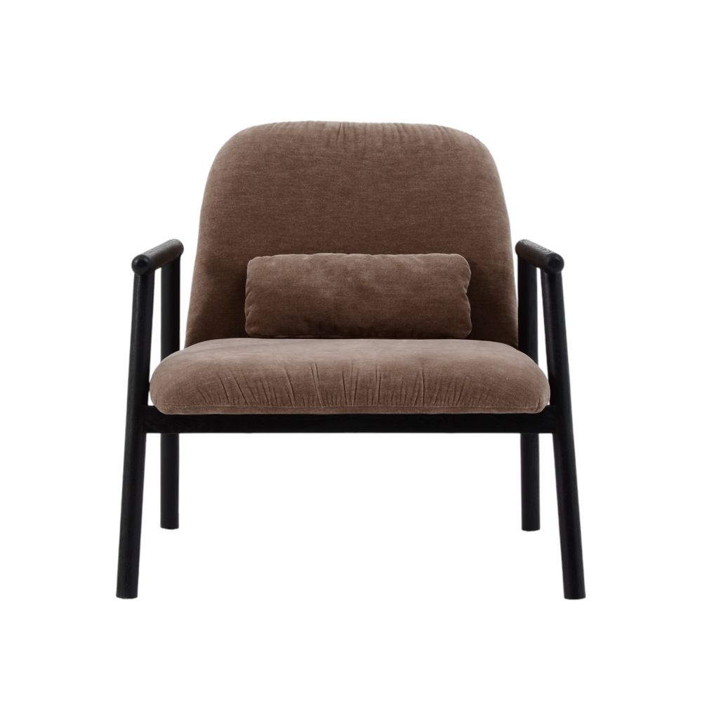 Fauteuil avec accoudoir en tissu taupe
