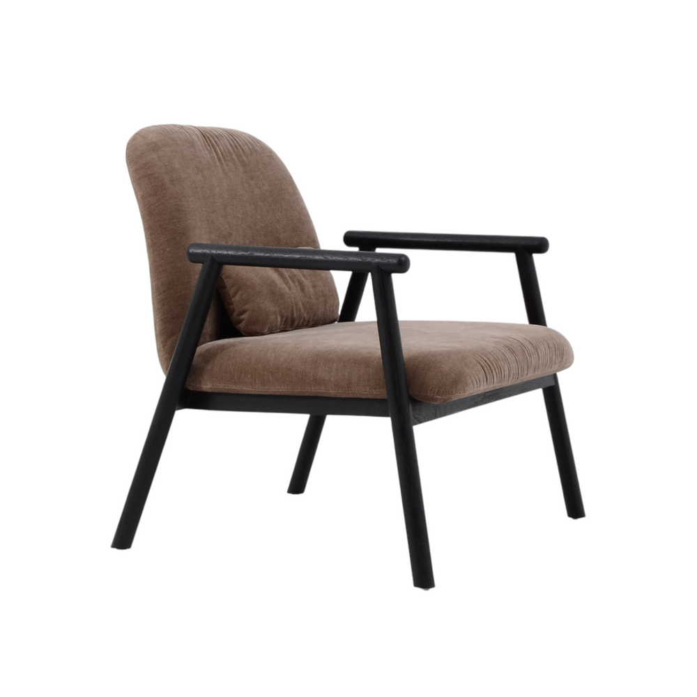 Fauteuil avec accoudoir en tissu taupe