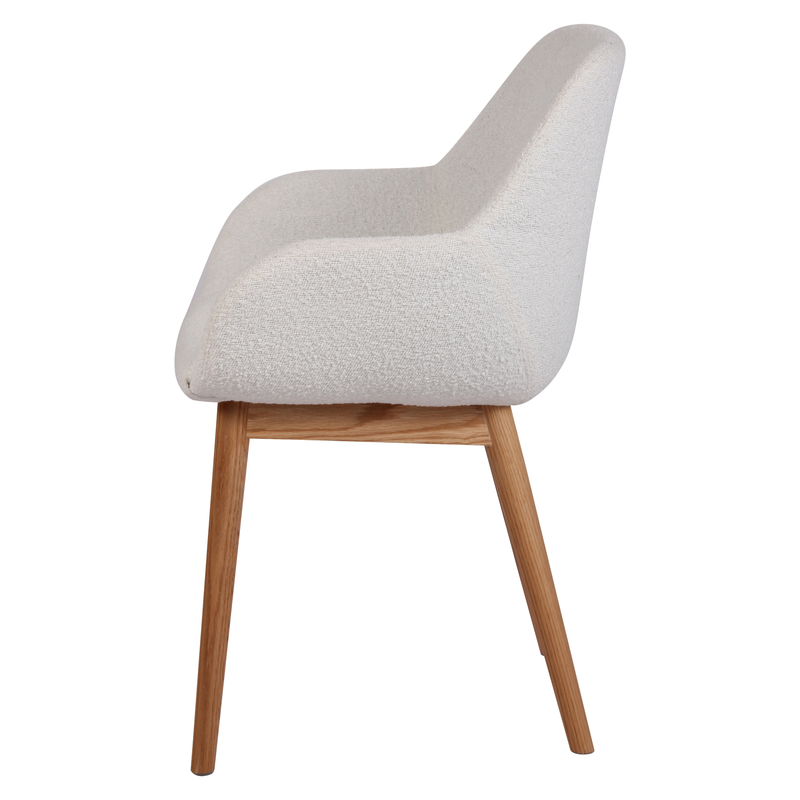 Chaise repas effet laine bouclée blanche Altea