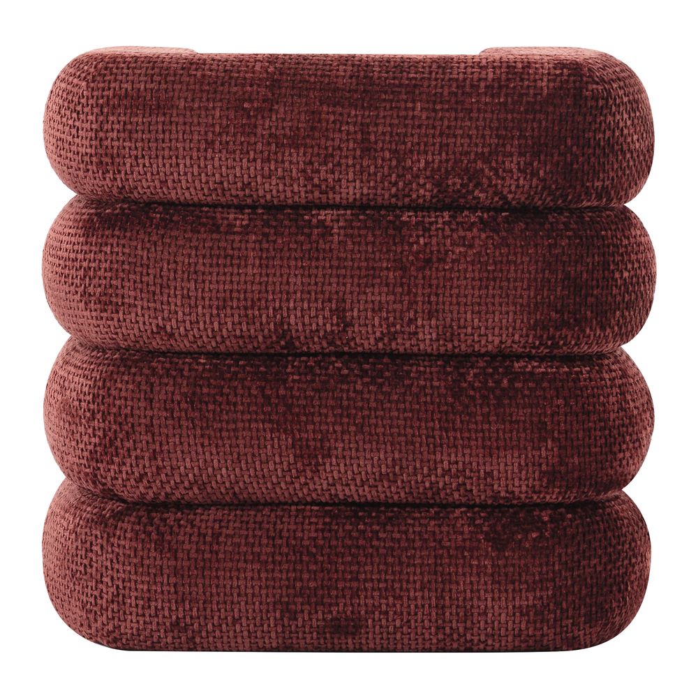 Pouf tissu chenillé Bordeaux